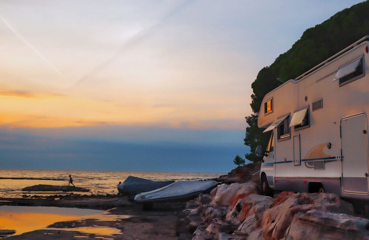 RV parked outdoors representing water damage coverage in Arkansas